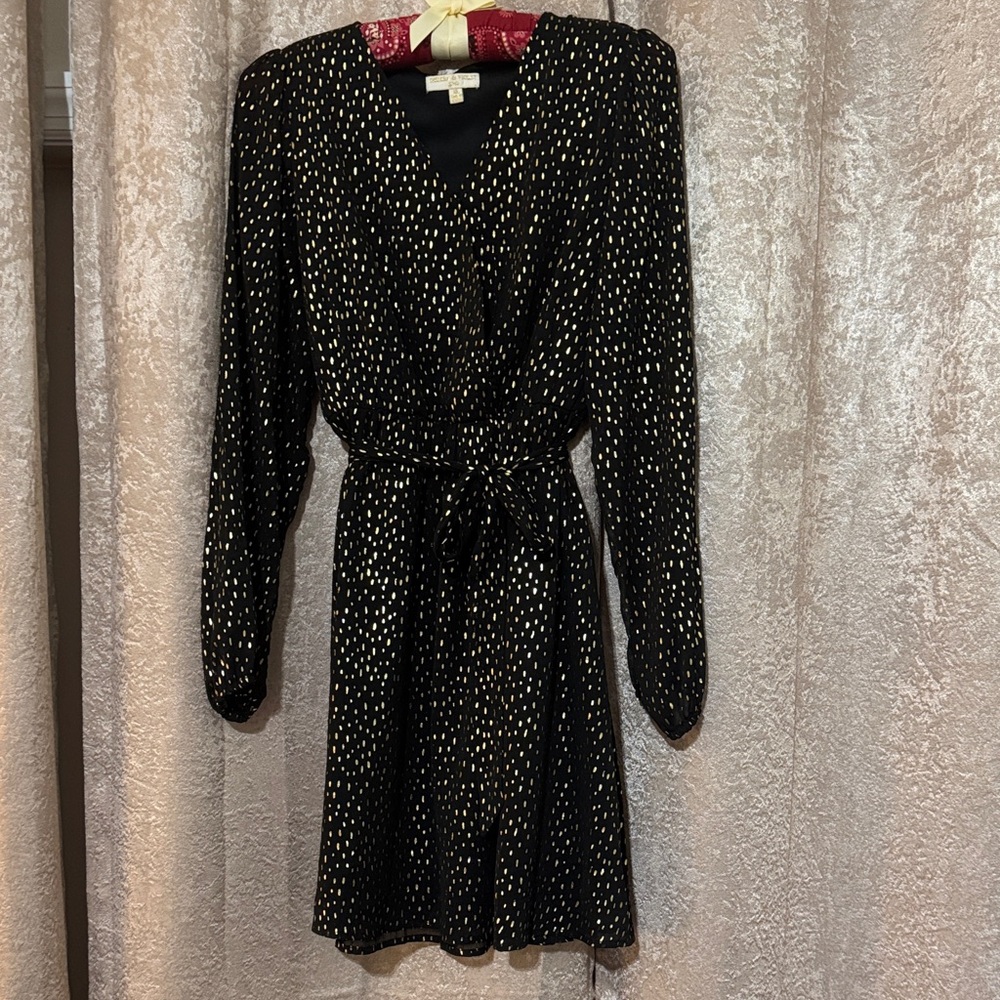 Chelsea & Violet Black Dress with Cream Dots
